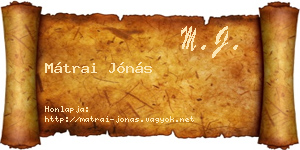 Mátrai Jónás névjegykártya